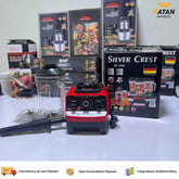 Silver Crest Heavy Duty German Powerful Blender 2 in 1 4500 Watts Power Full Motor 2.0l Large Capacity Unbreakable Jug and 600ml Chopper Multifunctional Blender for Smoothie Milkshake Juicer Ice Crusher Electric Grain Grinder 15 Rotating Speeds, Red