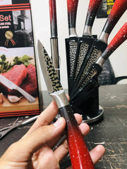 Bass Kitchen Knife Set 8 Pieces with Rotating and Folding Stand