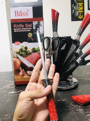 Bass Kitchen Knife Set 8 Pieces with Rotating and Folding Stand
