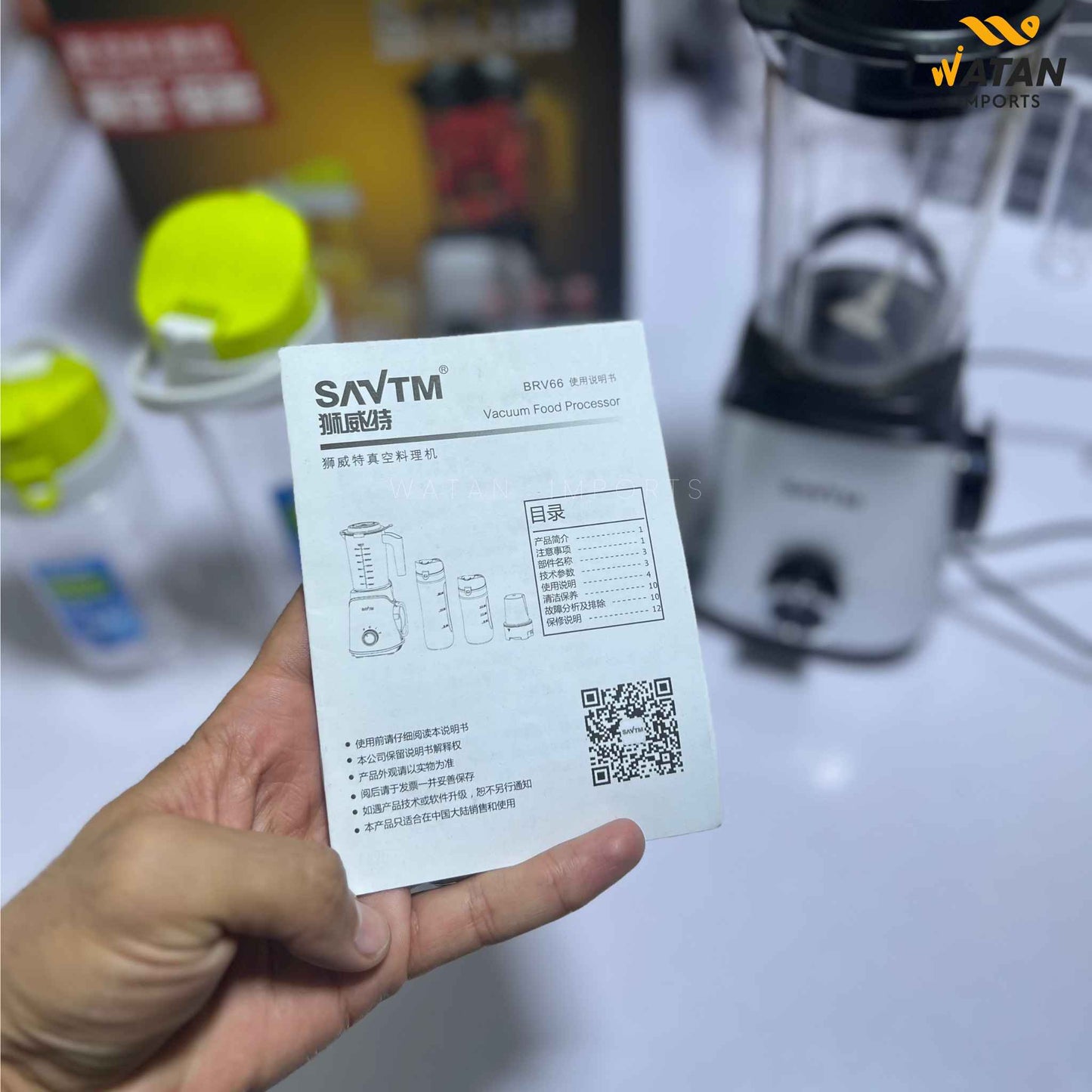 SAVTM 2 in 1 Blender & Grinder | 500W Motor | 2 BPA-Free Cups | Vacuum Cup Processor