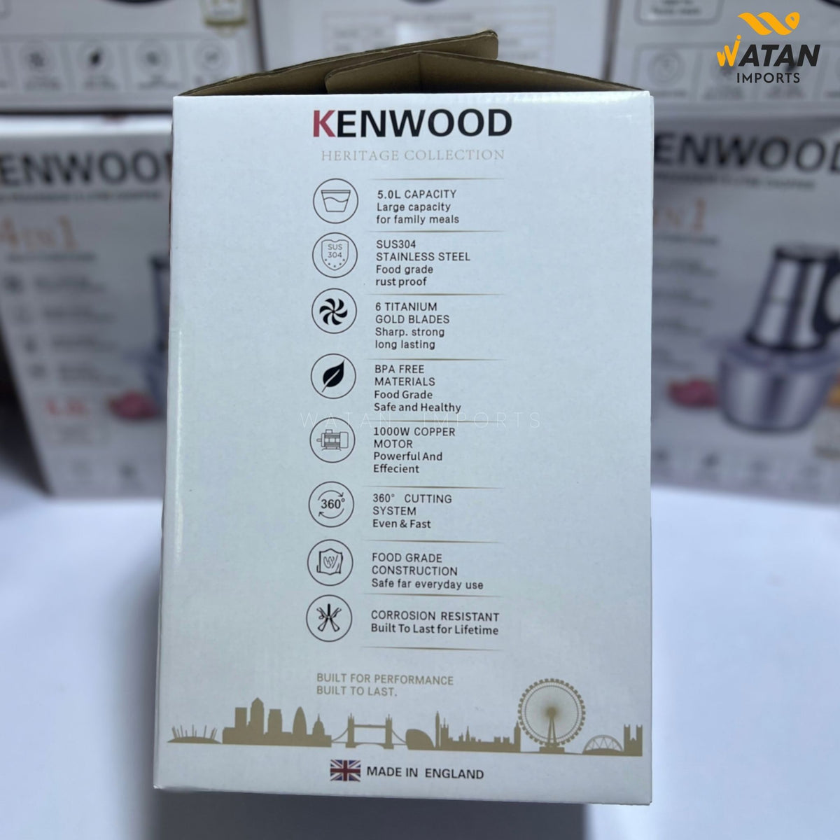 Kenwood 4-in-1 Food Processor | 5L Large Capacity | 1000W Copper Motor | 6 Titanium Gold Blades