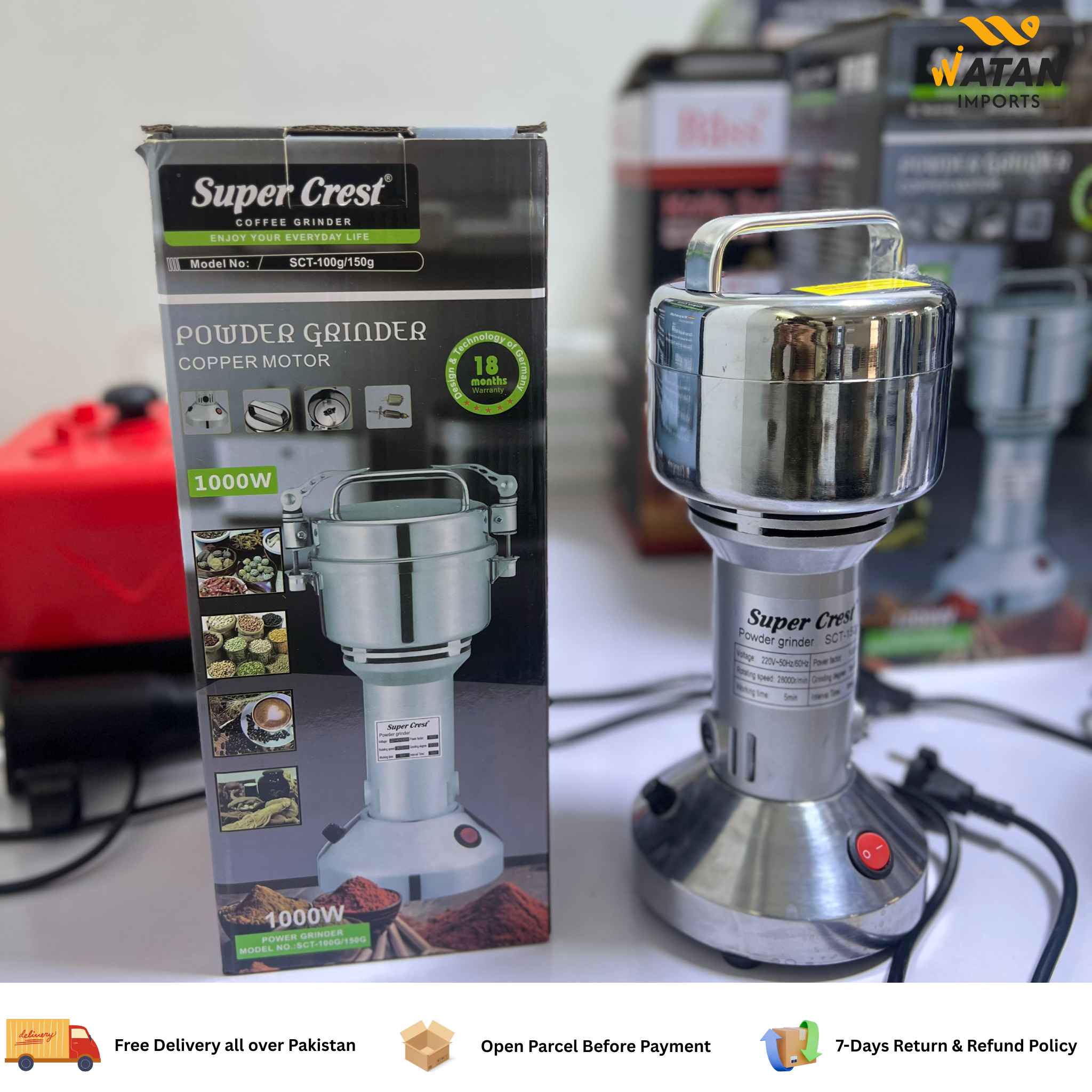 Super Crest 150g Electric Powder Grinder | High-Speed Dry Spice & Grain Mill Machine