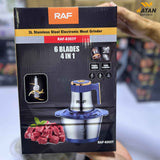 RAF Meat Chopper 3L 1000W – 304 Stainless Steel Bowl with 6 Golden Blades