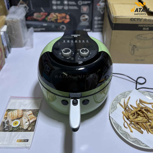 HANSHOW 8L 3D Rotating Air Fryer – 360° Hot Air Circulation, Digital Touch Control, Oil-Free Cooking Machine