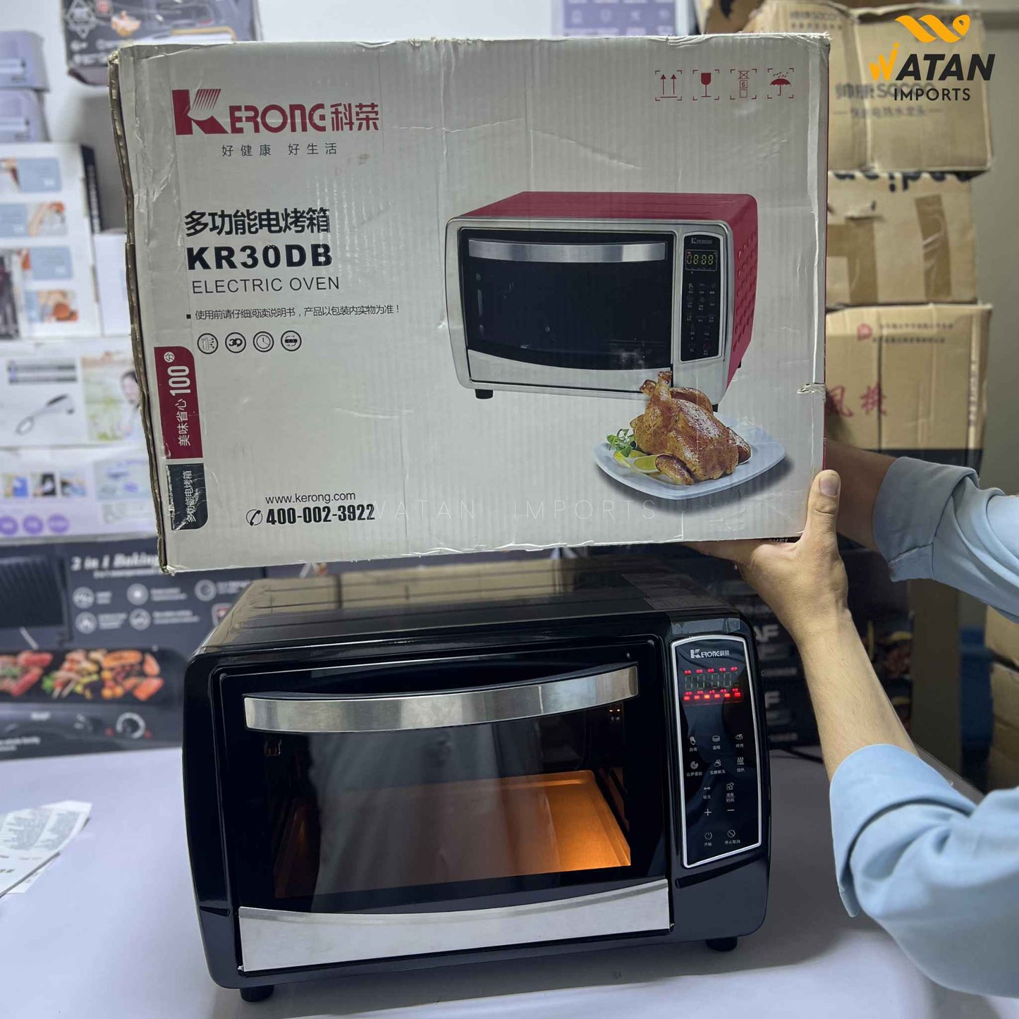 Kerone 30L Electric Oven – 1500W Stainless Steel Multi-Function Baking & Grilling Oven with Touch Control