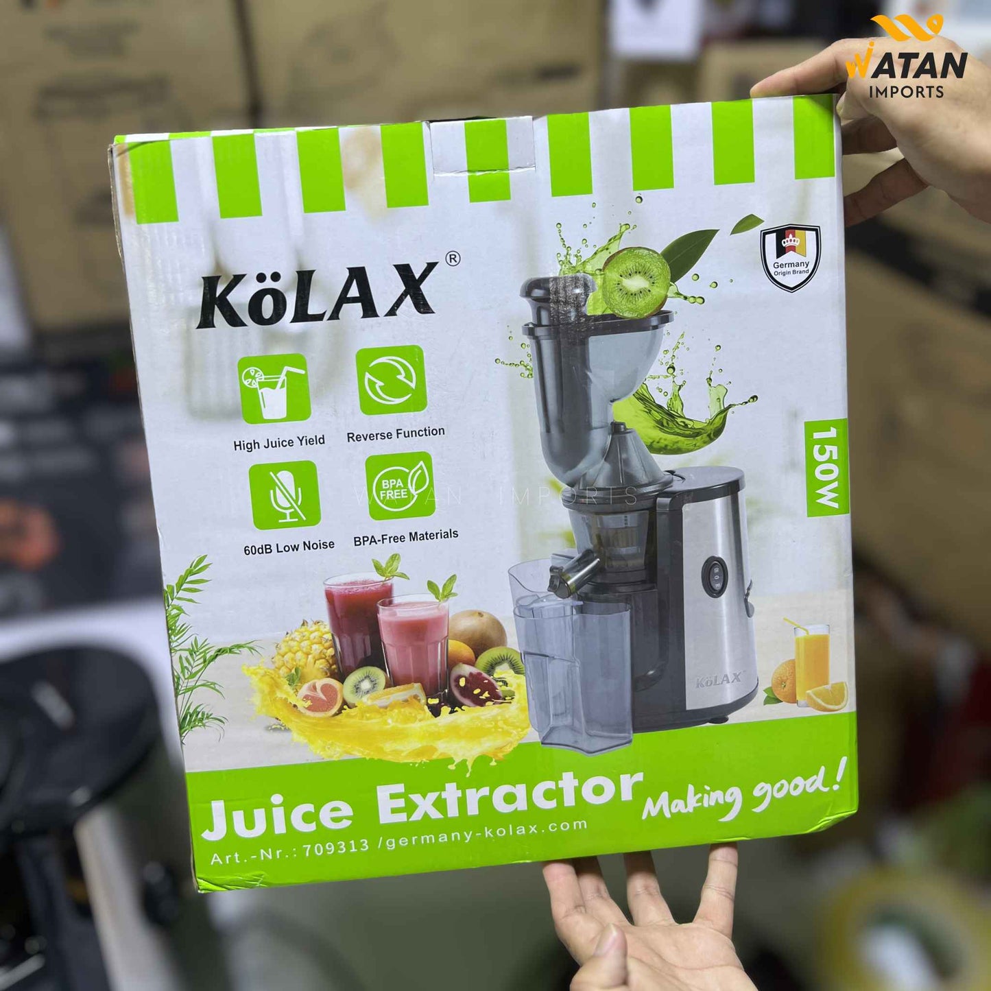 KOLAX 150W Cold Press Juicer | Wide Mouth Slow Juice Extractor