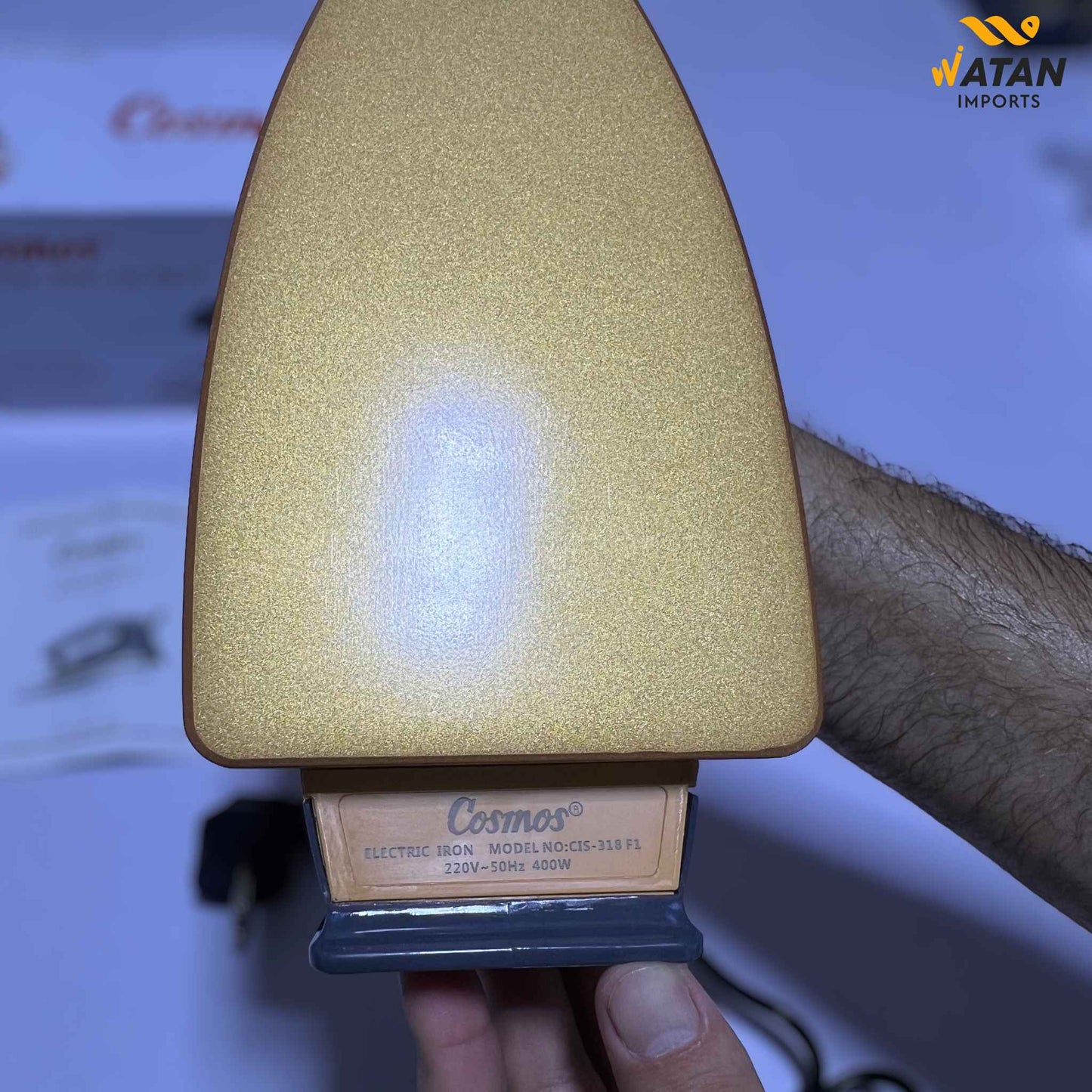Cosmos Dry Iron 400W – Golden Non-Stick Sole Plate, Instant Heat & Auto Cut-Off