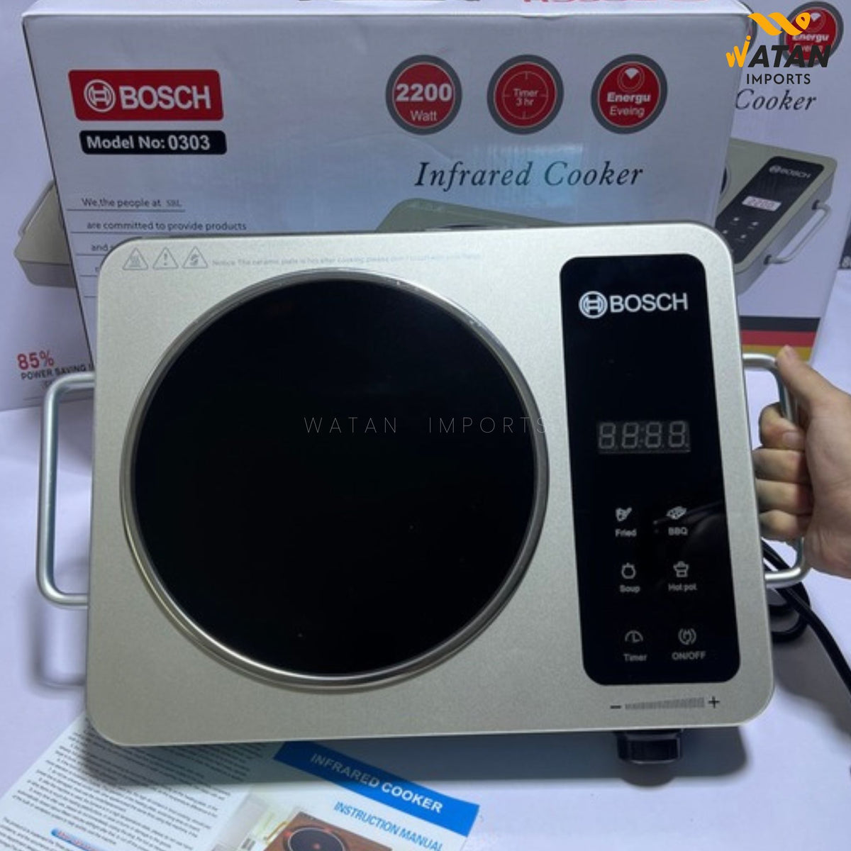 Bosch Infrared Hotplate 2200W – Model No. 0303 | Energy-Efficient Electric Cooker