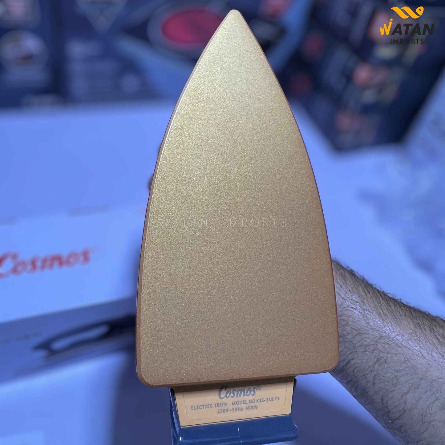 Cosmos Dry Iron 400W – Golden Non-Stick Sole Plate, Instant Heat & Auto Cut-Off
