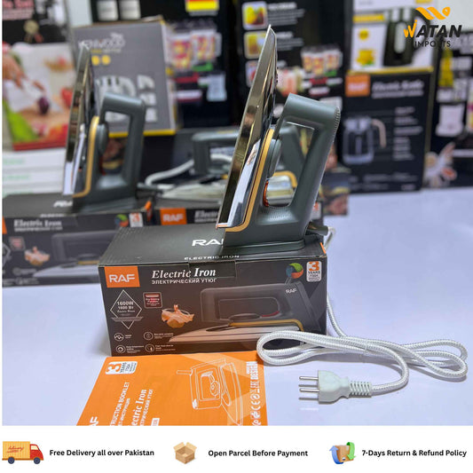 RAF Electric Dry Iron 1600W with Non-Stick Soleplate Model R-1108  – Lightweight, Durable & Easy Glide