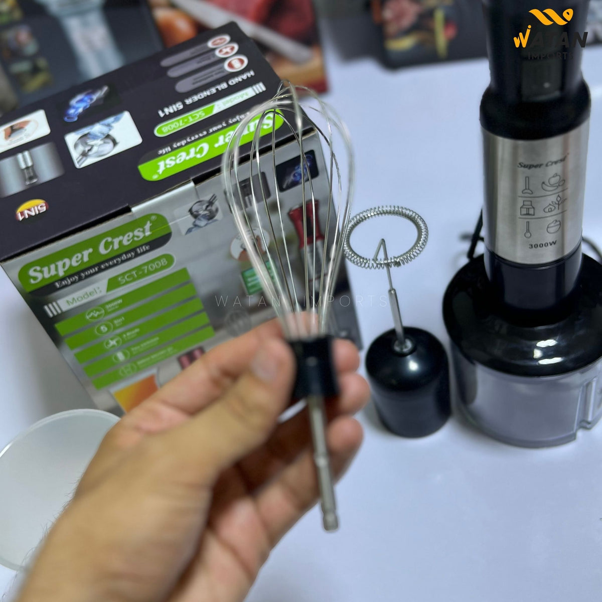 Super Crest 5-in-1 Hand Blender- Model SCT-7008 | 3000W | Stainless Steel