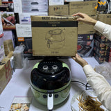 HANSHOW 8L 3D Rotating Air Fryer – 360° Hot Air Circulation, Digital Touch Control, Oil-Free Cooking Machine