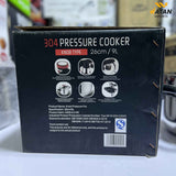 304 Stainless Steel Pressure Cooker 9L 26cm Knob Type | Heavy-Duty Induction & Gas Compatible Pressure Pot