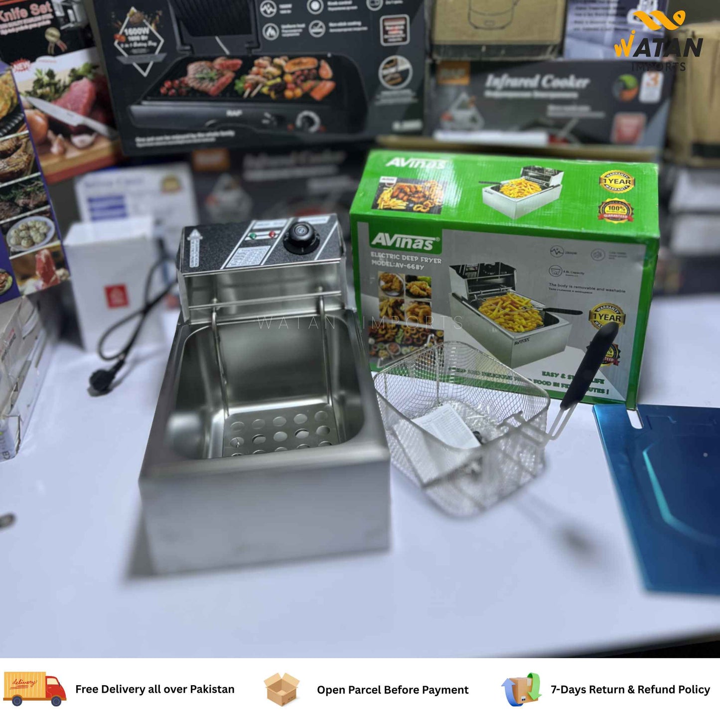 Avinas 6.8L Deep Fryer – 2800W Powerful Stainless Steel Fryer