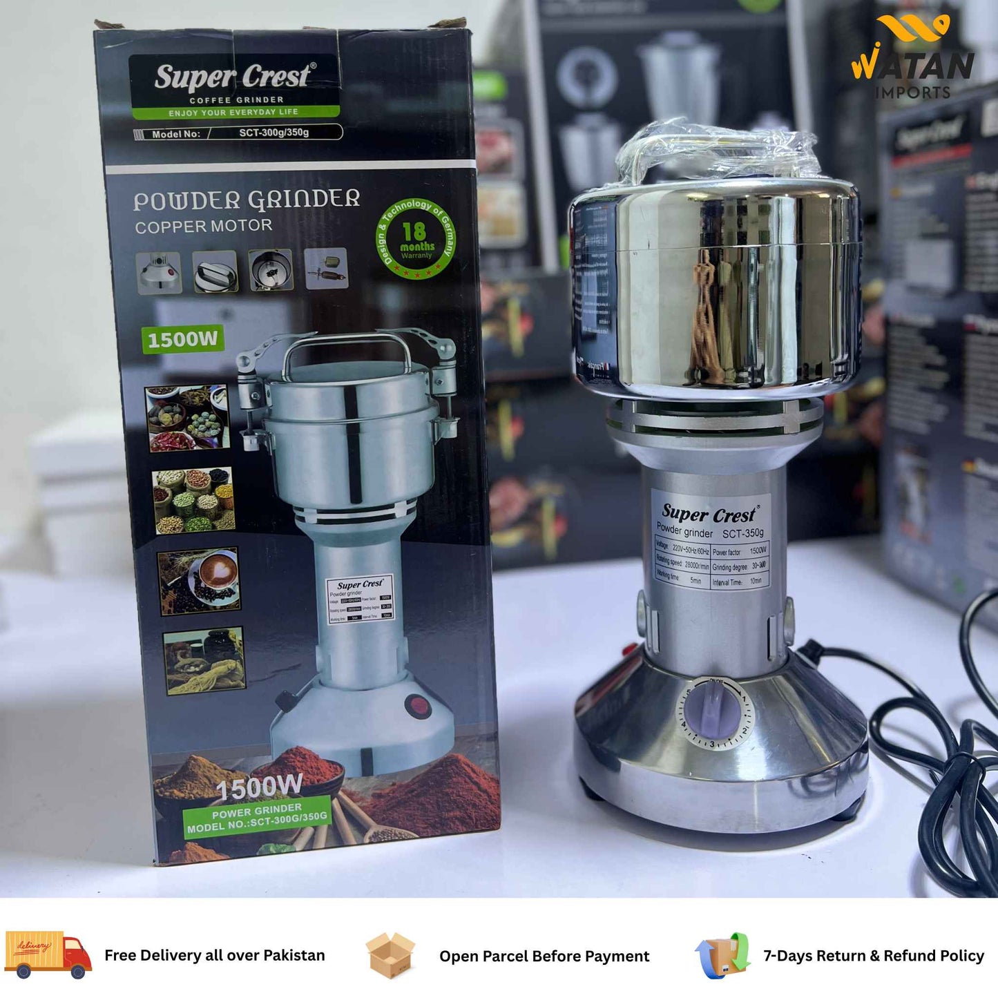 Super Crest 350g Electric Powder Grinder | High-Speed Dry Spice & Grain Mill Machine