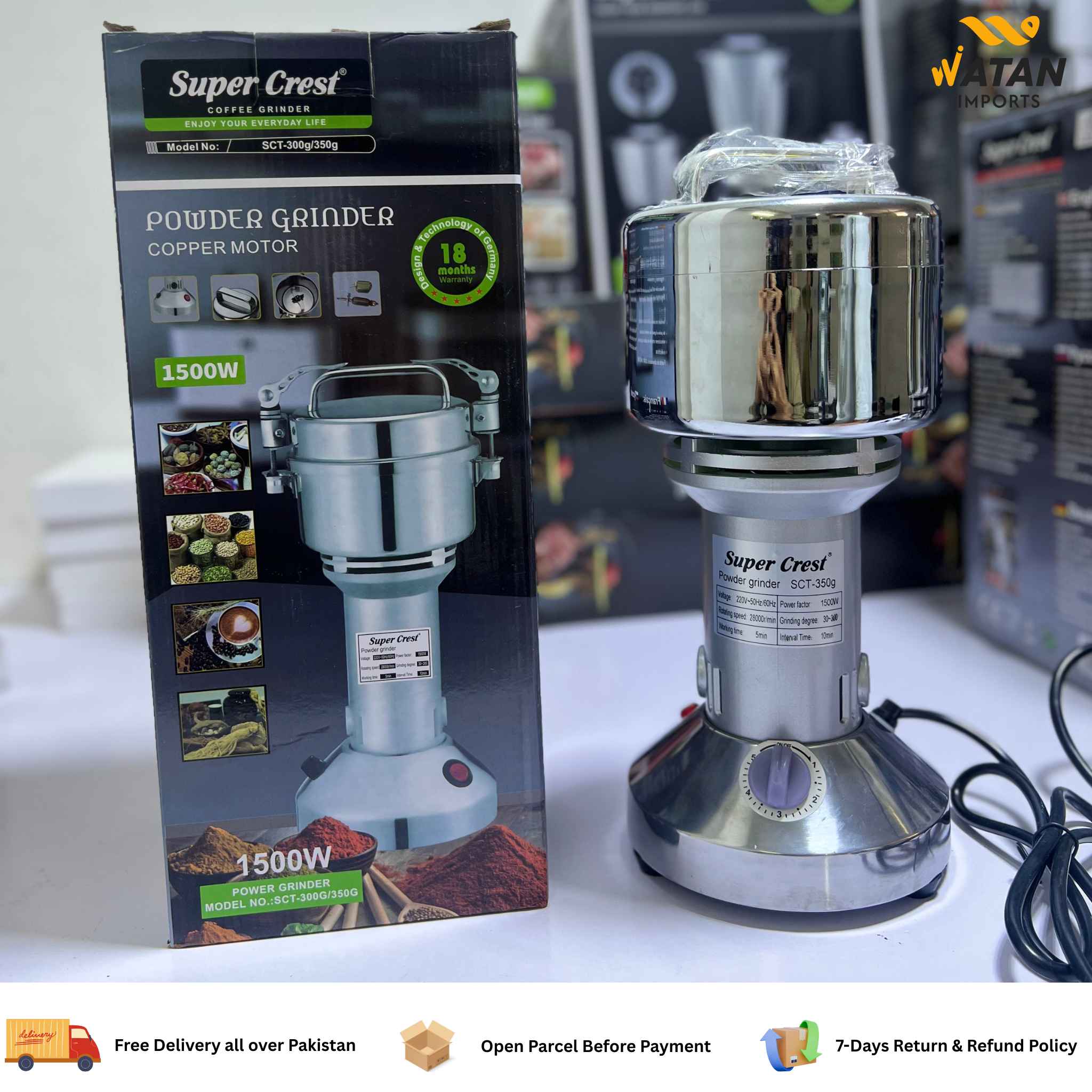 Super Crest 350g Electric Powder Grinder | High-Speed Dry Spice & Grain Mill Machine