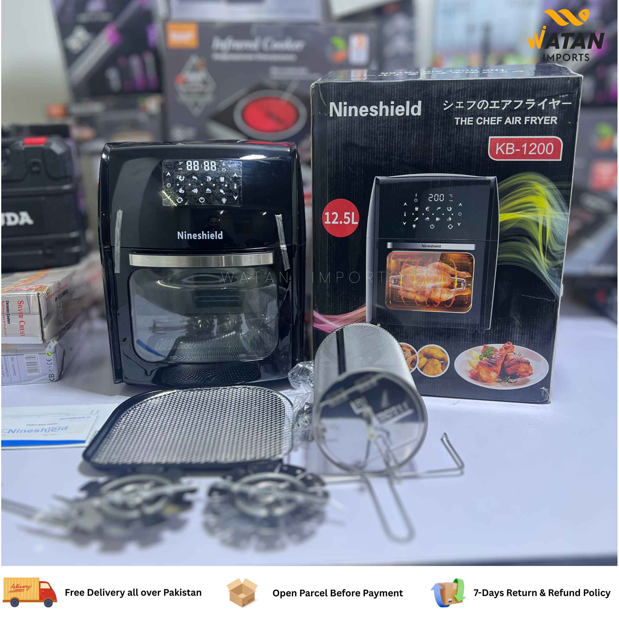 NineShield 12.5L Air Fryer | 1800W Power | Hot Air Technology | Digital Temperature Control 0–200°C