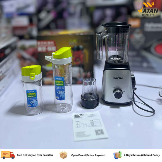 SAVTM 2 in 1 Blender & Grinder | 500W Motor | 2 BPA-Free Cups | Vacuum Cup Processor