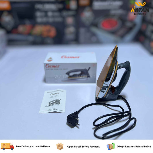 Cosmos Dry Iron 400W – Golden Non-Stick Sole Plate, Instant Heat & Auto Cut-Off