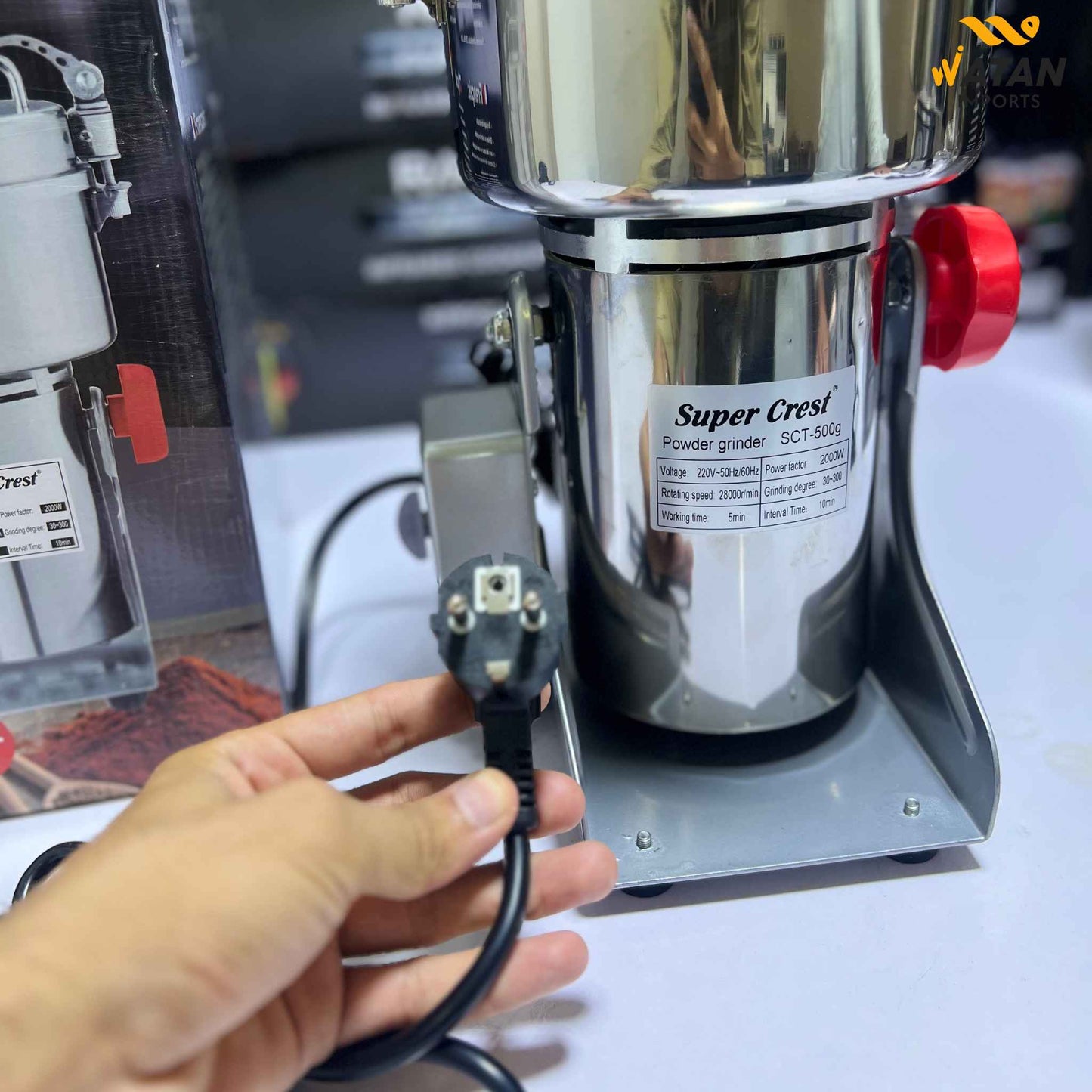 Super Crest 500gm Commercial Electric Powder Grinder | 2000W High-Speed Spice & Grain Mill Machine