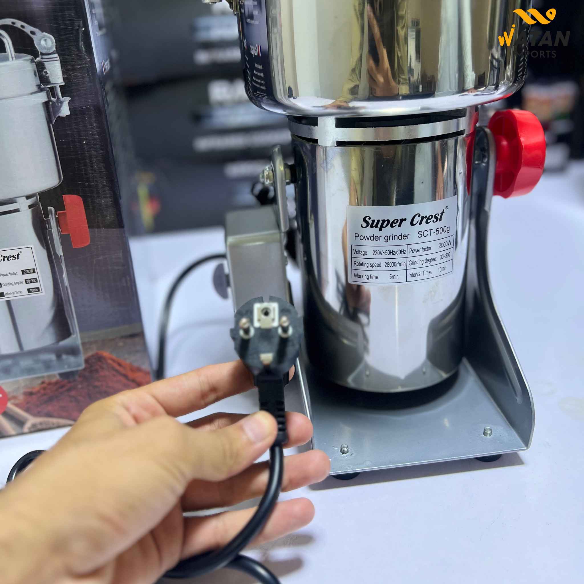 Super Crest 500gm Commercial Electric Powder Grinder | 2000W High-Speed Spice & Grain Mill Machine