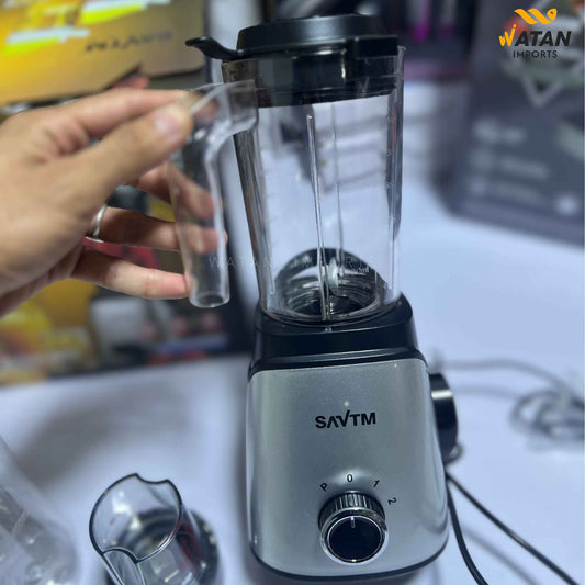 SAVTM 2 in 1 Blender & Grinder | 500W Motor | 2 BPA-Free Cups | Vacuum Cup Processor