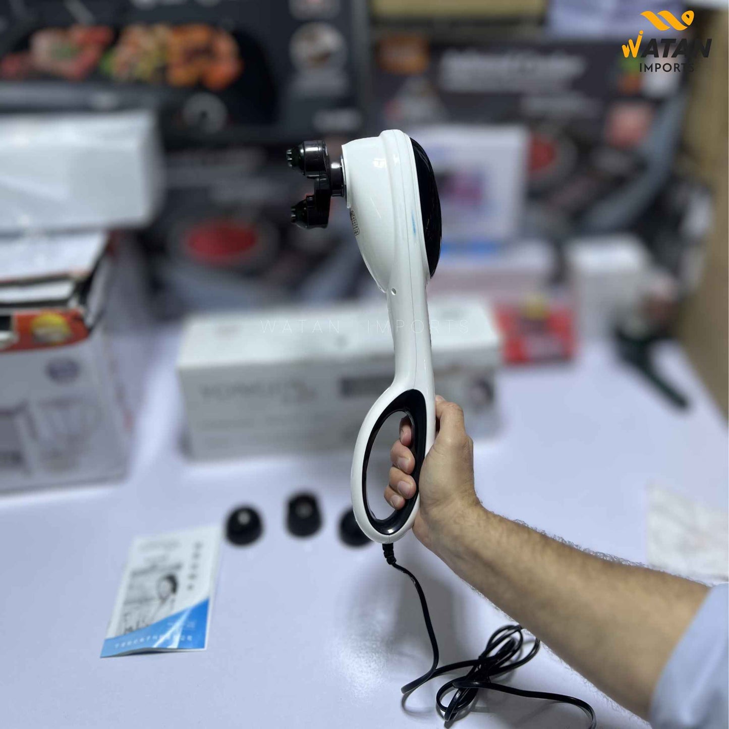Lott Imported Single Head Massager 25W – Electric Handheld Body Massager with 4 Attachments for Deep Tissue, Neck, Back & Shoulder Relief