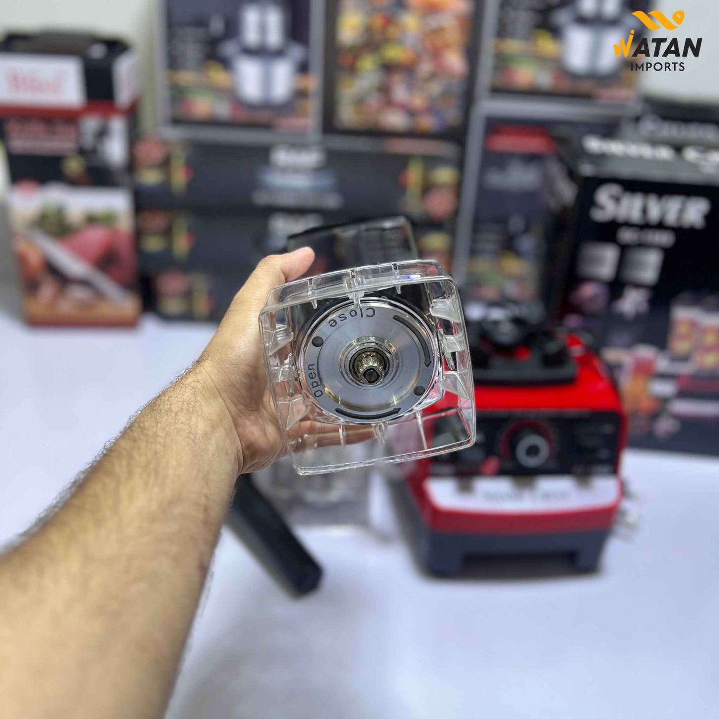 Silver Crest Heavy Duty German Powerful Blender 2 in 1 4500 Watts Power Full Motor 2.0l Large Capacity Unbreakable Jug and 600ml Chopper Multifunctional Blender for Smoothie Milkshake Juicer Ice Crusher Electric Grain Grinder 15 Rotating Speeds, Red