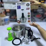 Silver Crest 2 in 1 Chopper – 3L Stainless Steel Bowl | 300W Powerful Motor | Electric + Manual Shaft