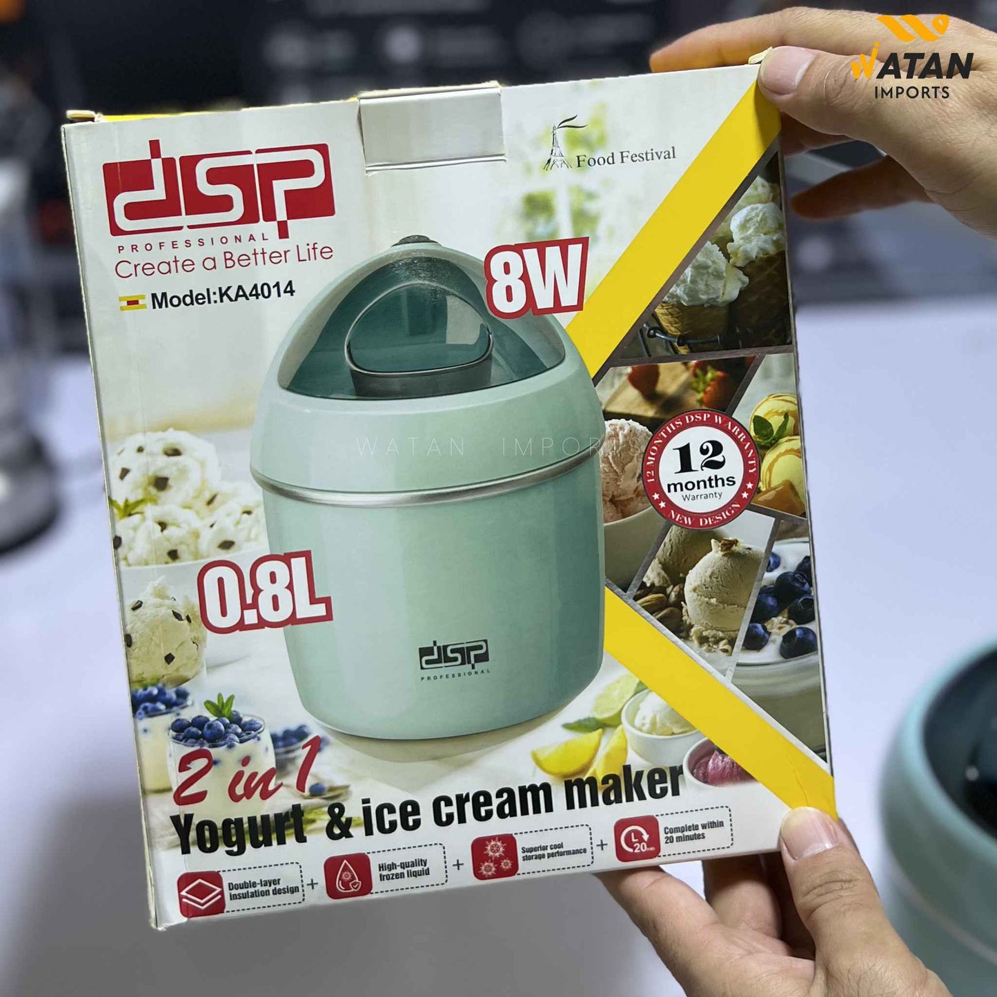 DSP 2-in-1 Ice Cream & Yogurt Maker KA4014 – 0.8L Electric Machine | Imported France Design