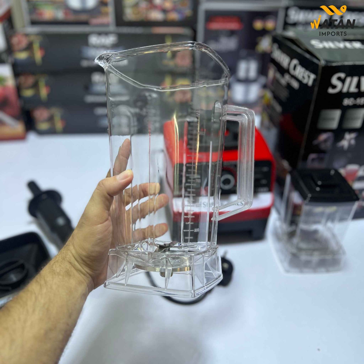 Silver Crest Heavy Duty German Powerful Blender 2 in 1 4500 Watts Power Full Motor 2.0l Large Capacity Unbreakable Jug and 600ml Chopper Multifunctional Blender for Smoothie Milkshake Juicer Ice Crusher Electric Grain Grinder 15 Rotating Speeds, Red