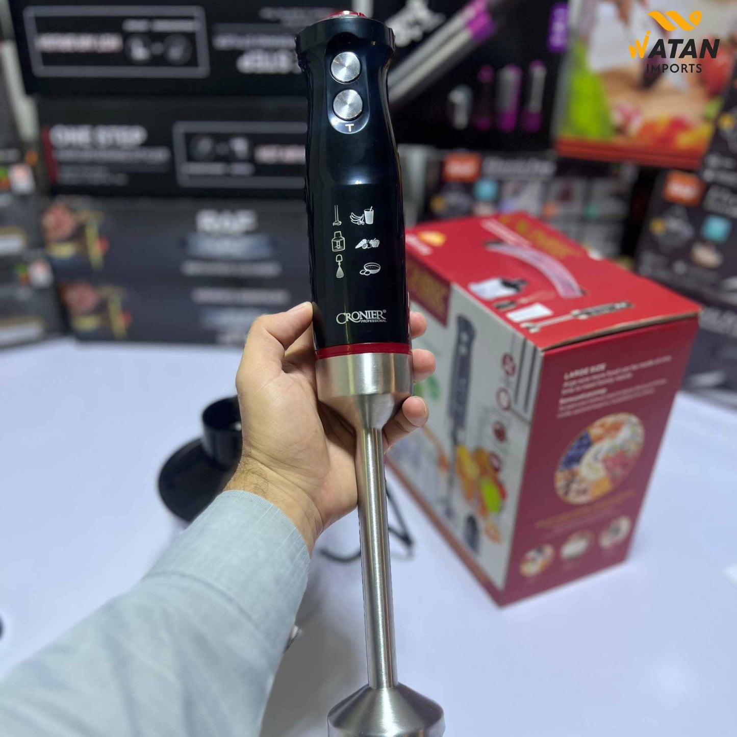 Cronier 4-in-1 Hand Blender | Multipurpose Stick Blender with Chopper, Whisk & Beaker – Powerful Kitchen Appliance