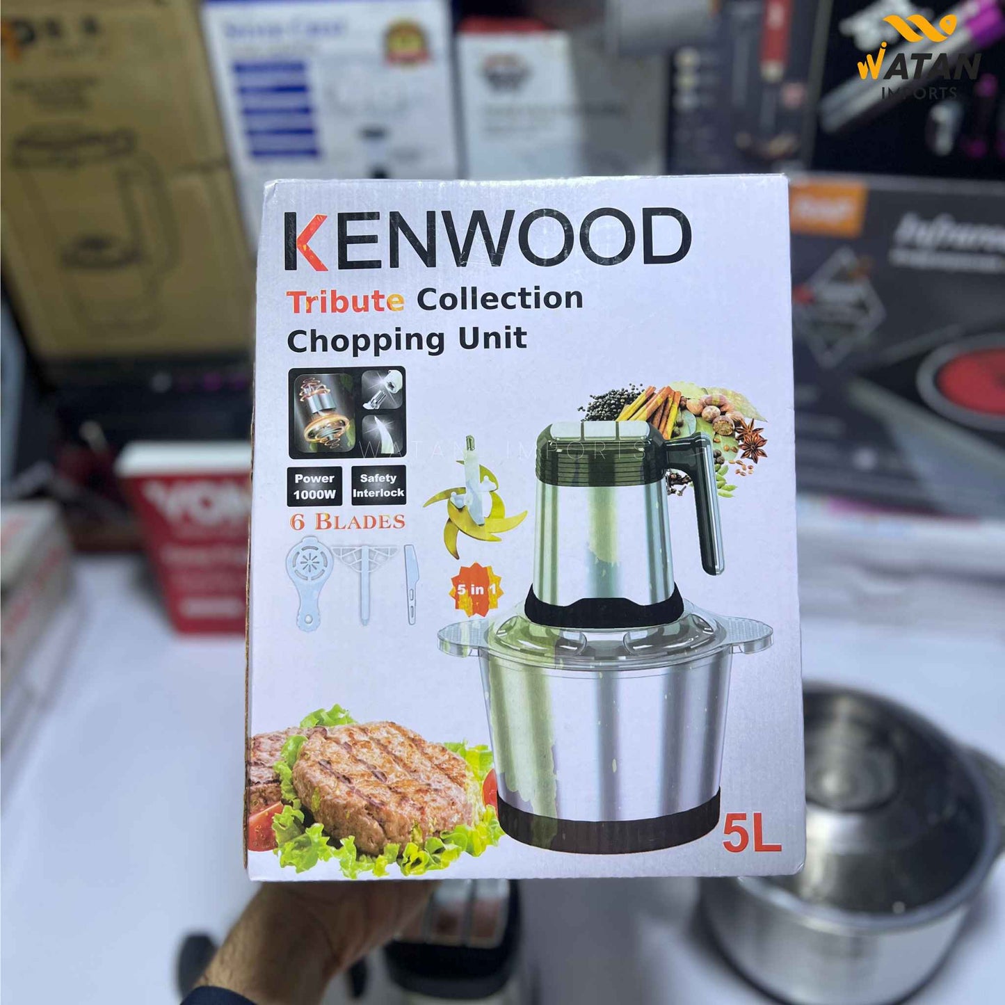 Kenwood 5-in-1 Electric & Manual Food Chopper 5L – 1000W Powerful Motor | Multi-Purpose Kitchen Processor