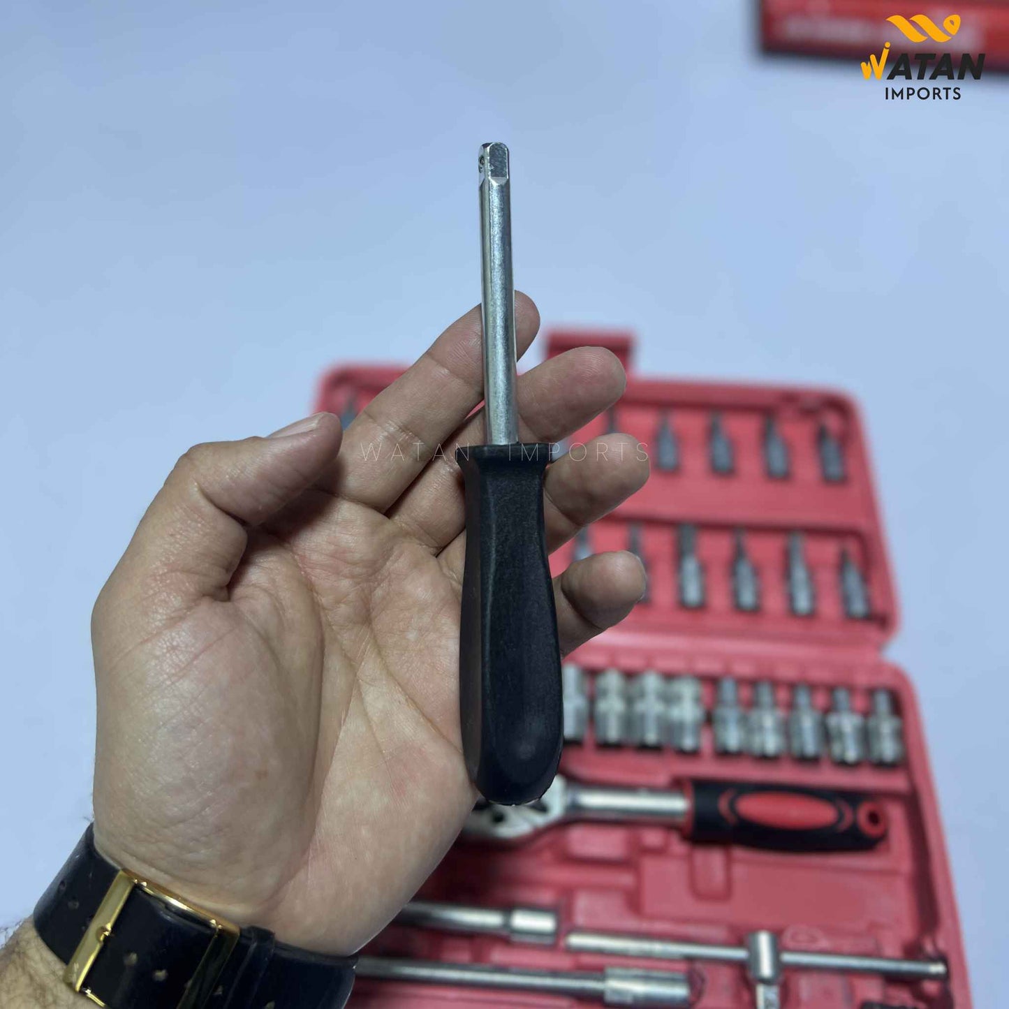 46 pcs Socket Wrench Set 1/4'Drive Metric Mechanic Tools Kit Bit Ratchet Sockets with Extension Bar for Automotive, Car, Bike, Household and Auto Repairing with Storage Case