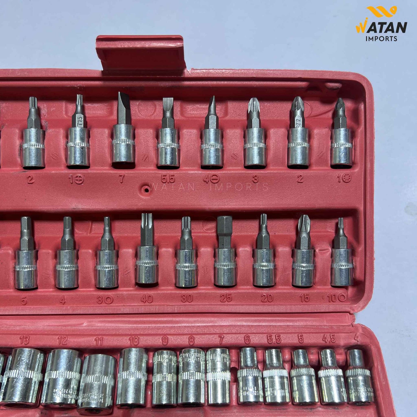 46 pcs Socket Wrench Set 1/4'Drive Metric Mechanic Tools Kit Bit Ratchet Sockets with Extension Bar for Automotive, Car, Bike, Household and Auto Repairing with Storage Case