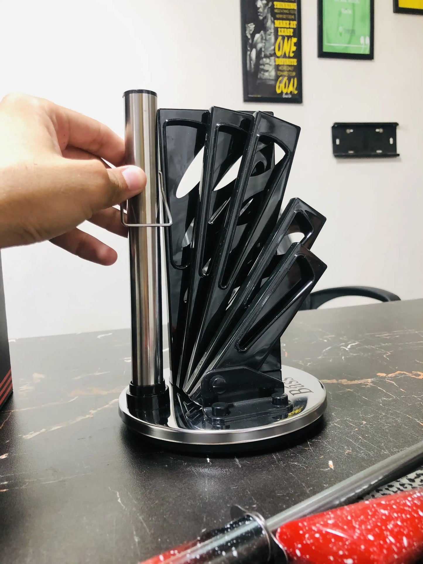 Bass Kitchen Knife Set 8 Pieces with Rotating and Folding Stand